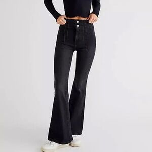 We The Free Black High Waisted Flared Bell Bottom Corduroy Jeans Size 28